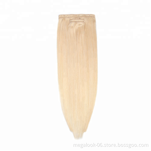 40 Inch Virgin Double Drawn Seamless Human Blonde Clip In Brazilian Human Hair Extension